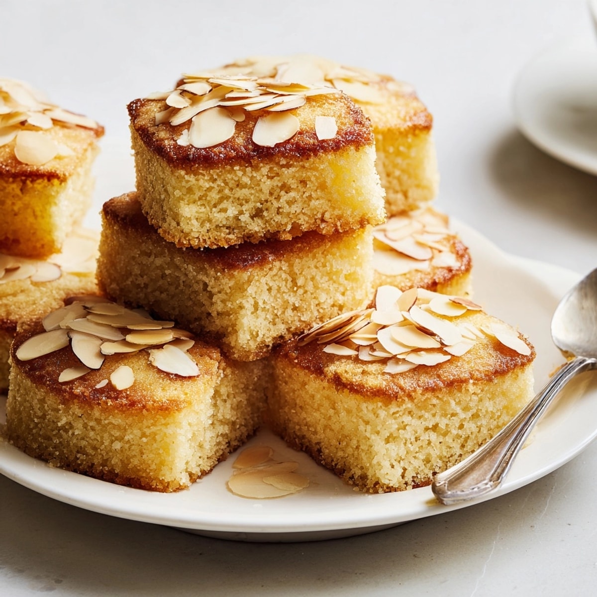 Golden almond tea cakes, lightly dusted to enjoy with afternoon tea.