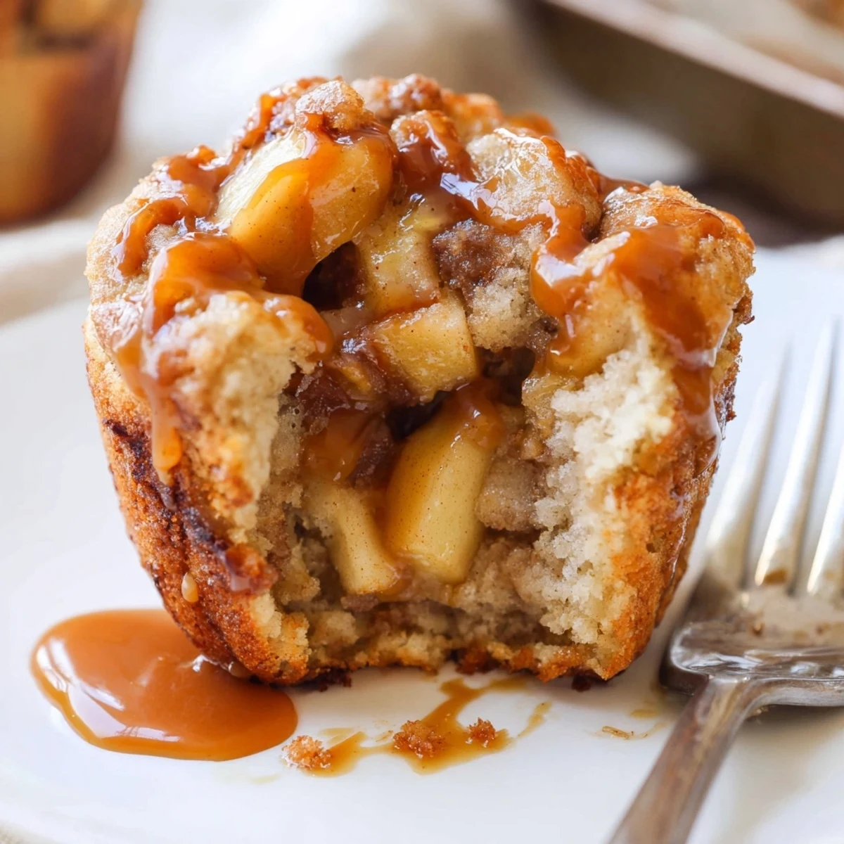 caramel apple cinnamon roll muffins
