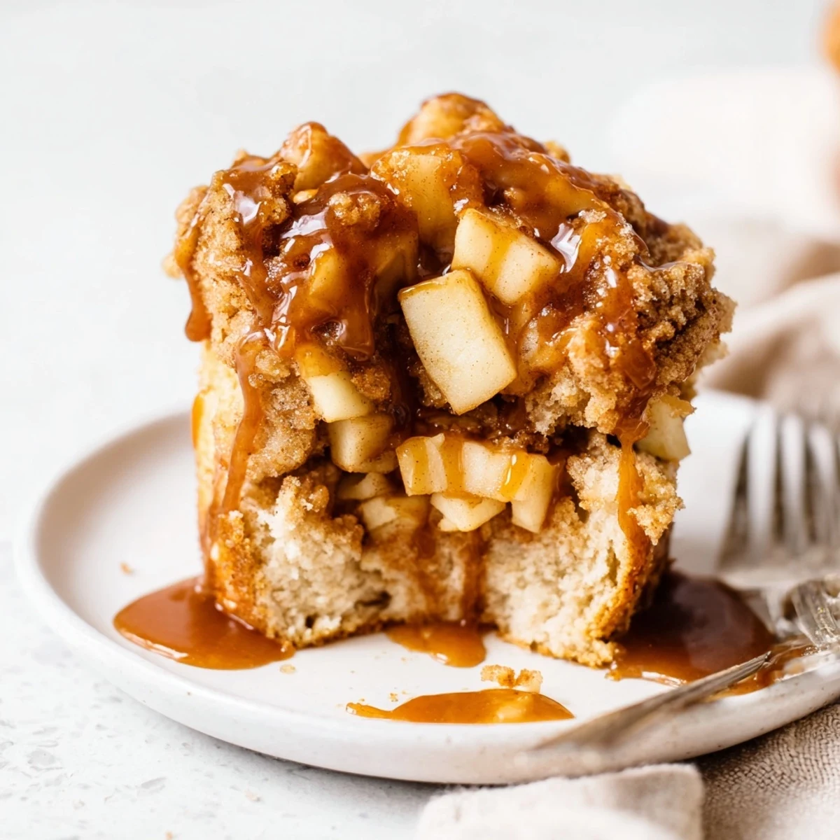 Delicious caramel apple cinnamon roll muffins, warm and sweet, perfect for cozy mornings.