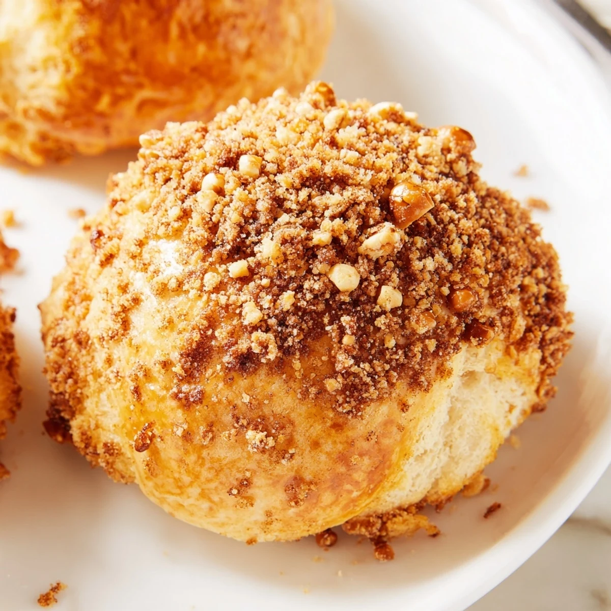 Freshly baked Cinnamon Pretzel Sweet Tea Drop Biscuits topped with cinnamon and crunchy pretzels.  