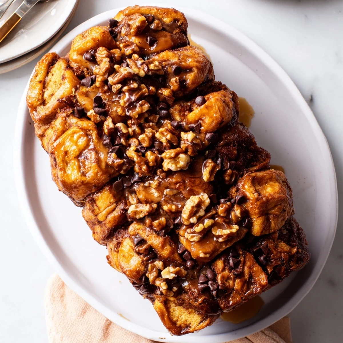 Pull-apart Special Chaos Cake Monkey Loaf with crunchy nuts and gooey sweetness, incredibly irresistible!