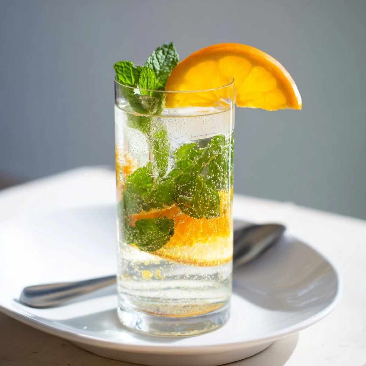 Vibrant probiotic soda mocktail with fresh citrus and mint, perfect for summer gatherings.  