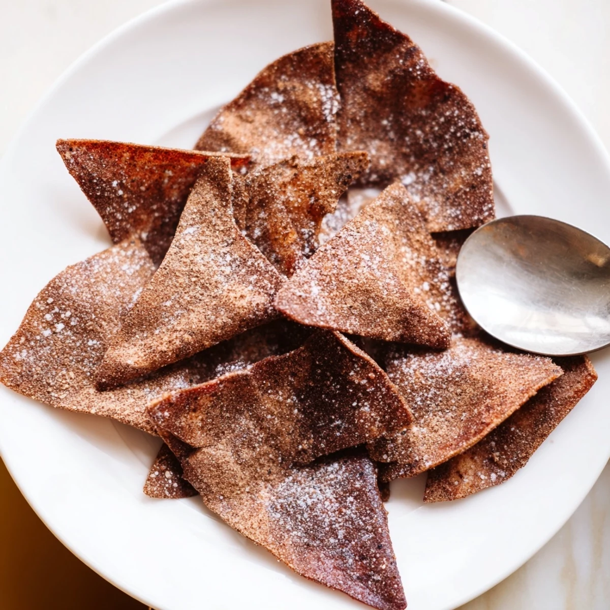 Crispy chocolate tortilla chips with vibrant fresh fruit salsa for a delightful dessert.  