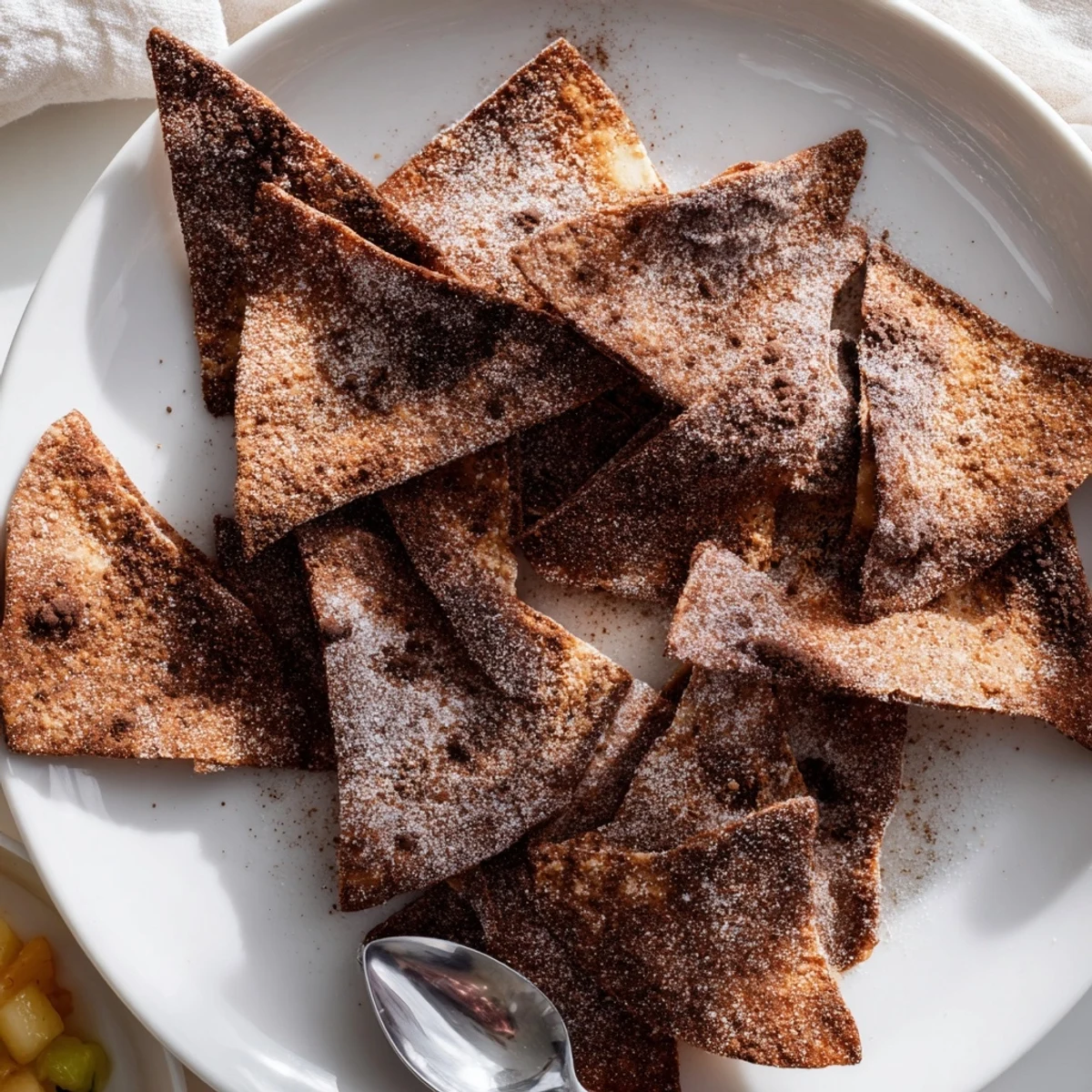 Playful dessert chips and salsa bursting with color, perfect for sweet snacking.  