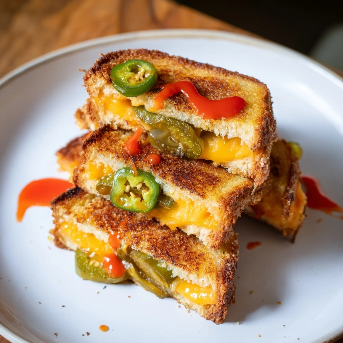 Golden-brown Spicy Pickle Grilled Cheese Dippers, oozing melted cheese ready for dipping into tomato soup.