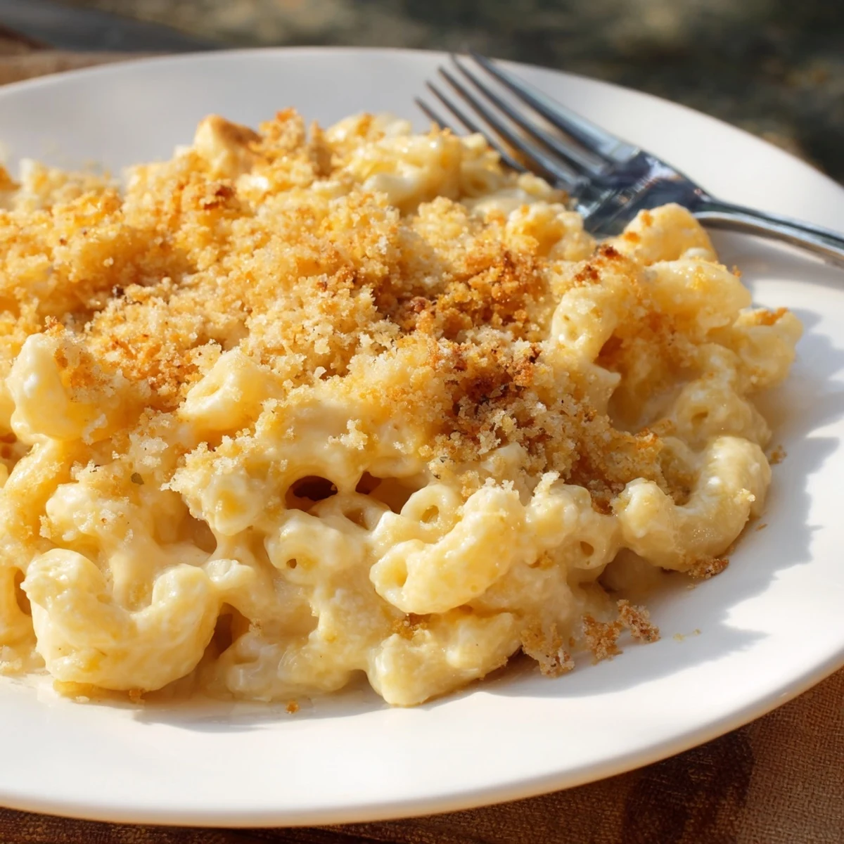 A close-up of creamy, flavorful Old-Fashioned Mac & Cheese ready for family dinner tonight.