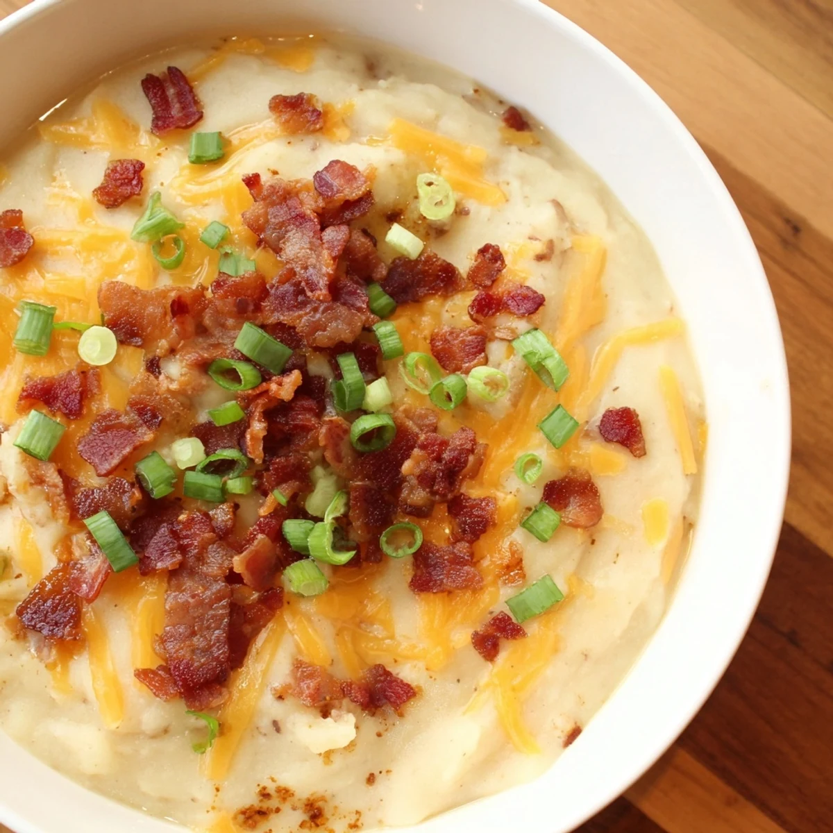 Imagine a vibrant photo: rich, thick Crockpot Loaded Baked Potato Soup, ready for a comforting bite.