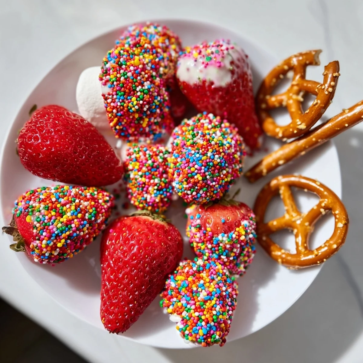 A visually stunning Rainbow Sprinkle Party Board ready for your next celebration, full of fun desserts.