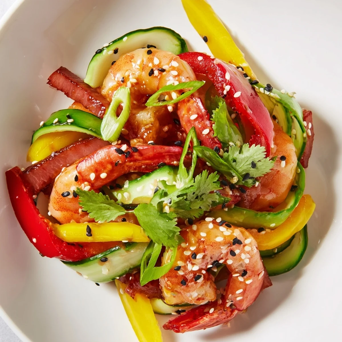 Mighty Dragon Lunar New Year Board with vibrant shrimp and vegetables, ready to serve as a festive appetizer.