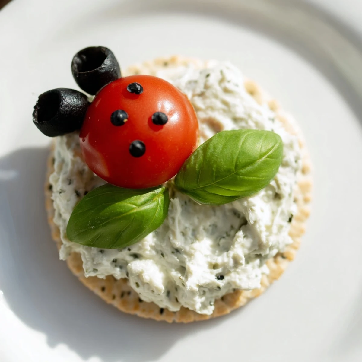Ladybug Tomato & Olive Bites arranged on a platter, ready to enjoy as a delightful, healthy snack.