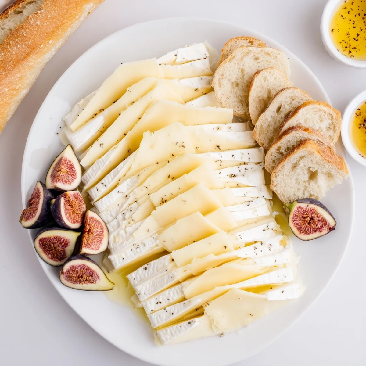 Creamy brie and flavorful comté cheese beautifully arranged for this stunning French Bistro Elegance.