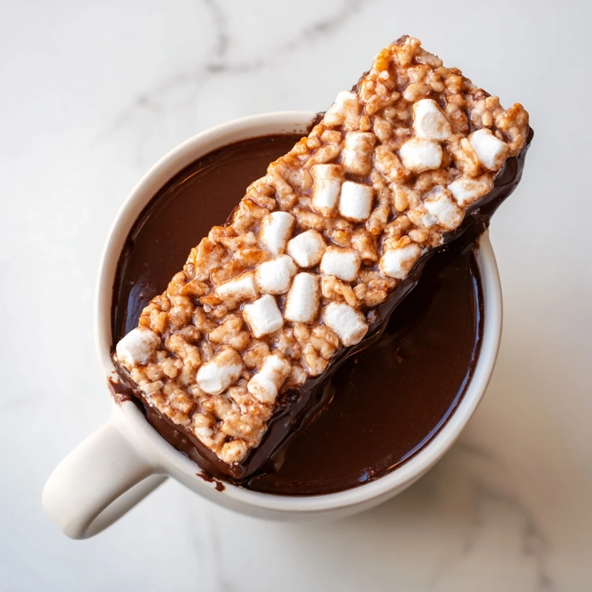 Steaming hot chocolate garnished with a Cozy Bear Marshmallow Bar, a delightful treat.