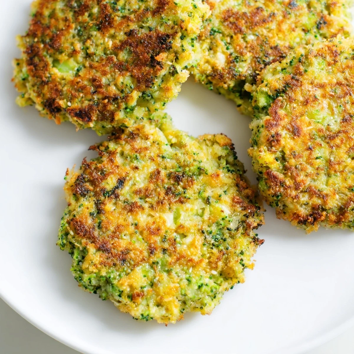 Crispy, golden-brown Cheesy Broccoli Patties, a vegetarian snack ready to be devoured with a creamy dip.