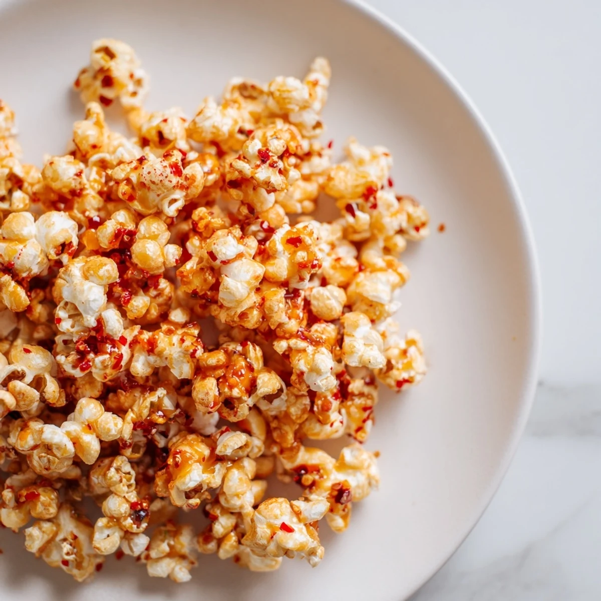 Golden, glistening Hot Honey Butter Popcorn with a perfect sweet and spicy balanced flavor.