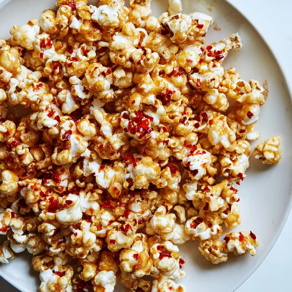 A large bowl of homemade Hot Honey Butter Popcorn, savory, and ready to enjoy with a crisp drink.