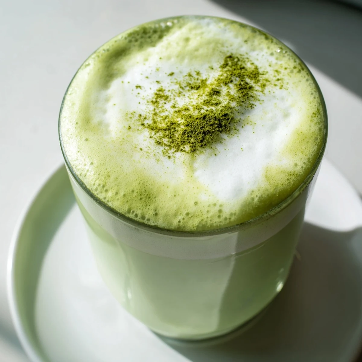 This vibrant matcha latte features a silky cold foam, the perfect caffeine boost for your day.