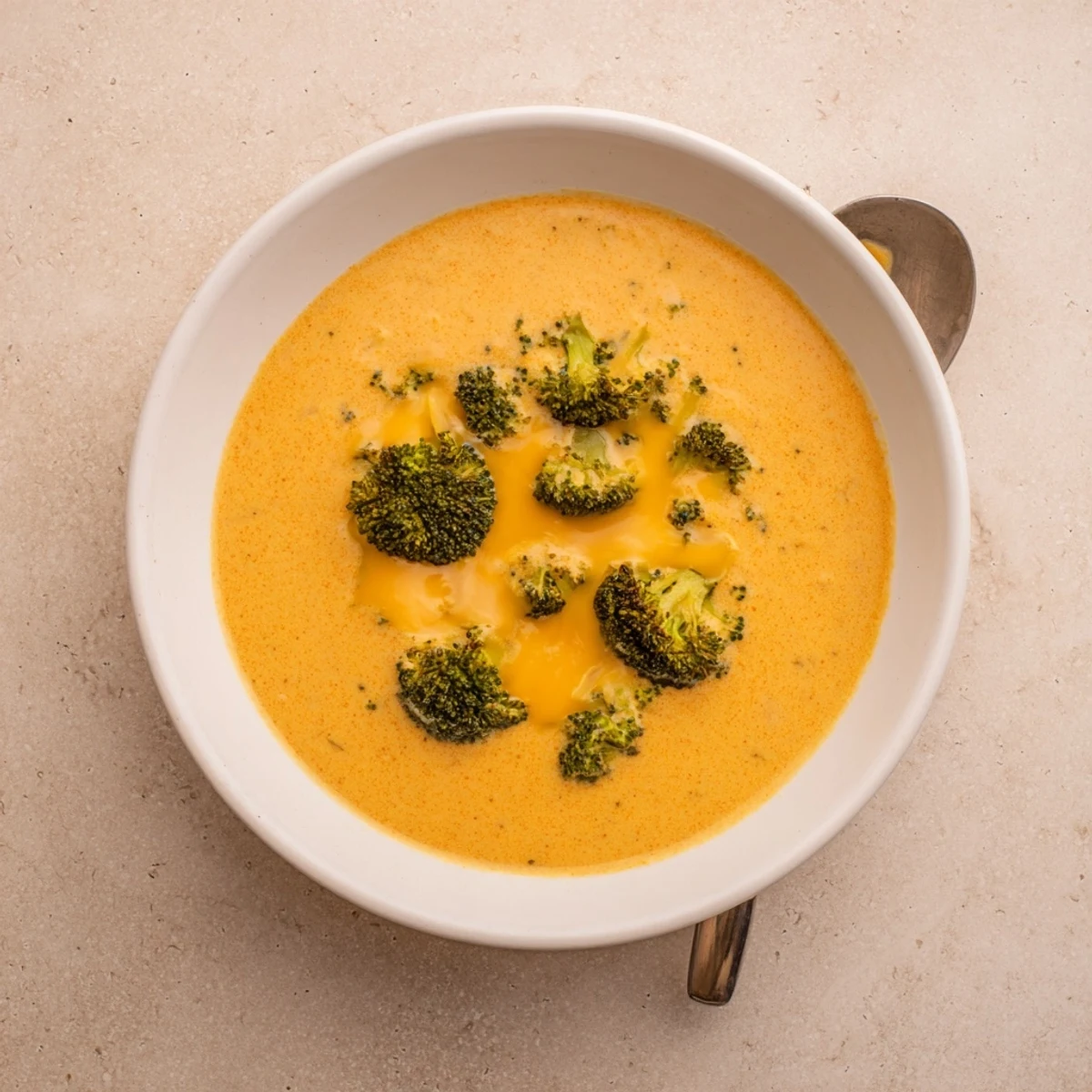 Steaming Broccoli Cheddar Soup is ladled into a rustic bread bowl, offering a comforting meal for cold evenings.
