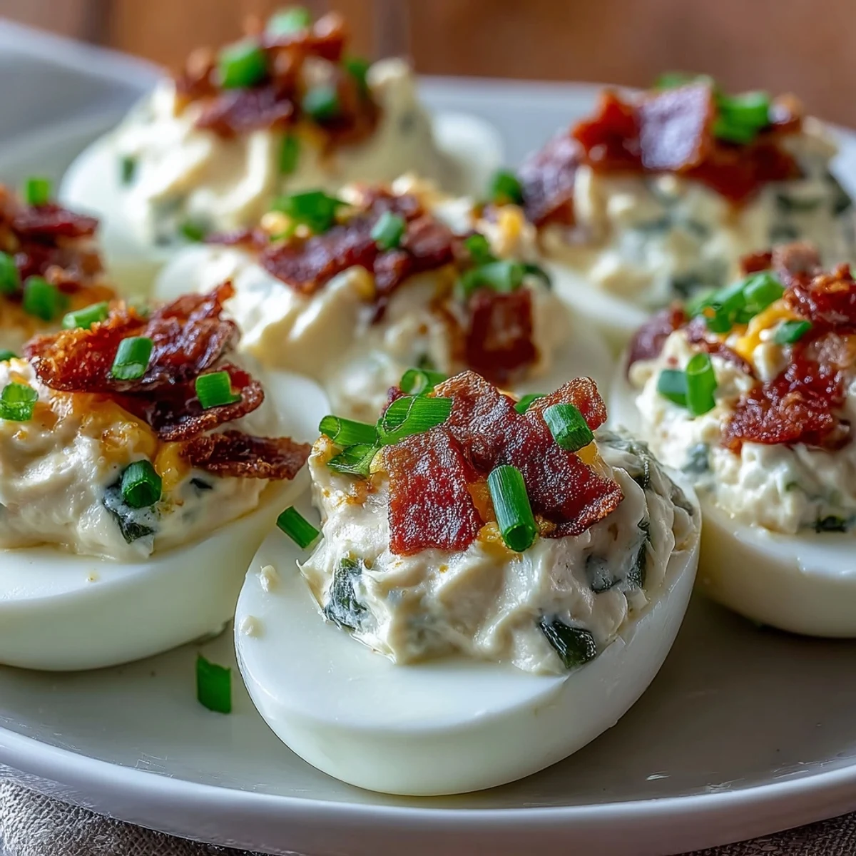 Jalapeño Popper Deviled Eggs with Cream Cheese and Bacon
