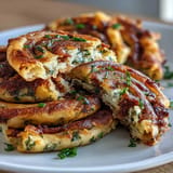 Crispy, savory Spring Onion Pancakes piled high, ready to dip.