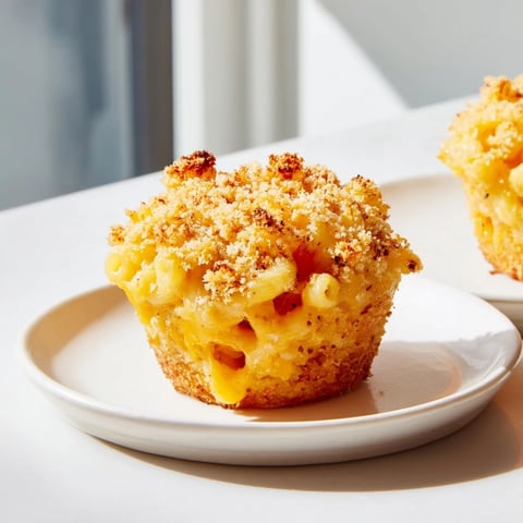Golden-topped Tinis Mac and Cheese muffins, a cheesy bite, perfect comforting snack, flavorful and crispy.