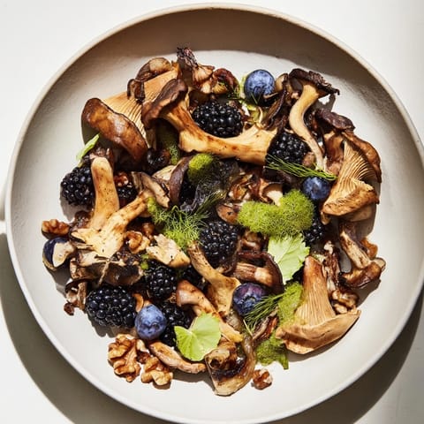 Fresh blackberries and blueberries accent the delicious Northwest Forest Forager featuring wild mushrooms and toasted hazelnuts.