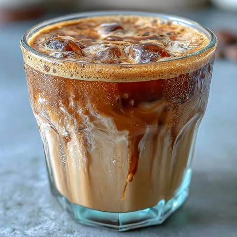 Iced brown sugar oat milk shaken espresso, a refreshing creamy coffeehouse drink at home.