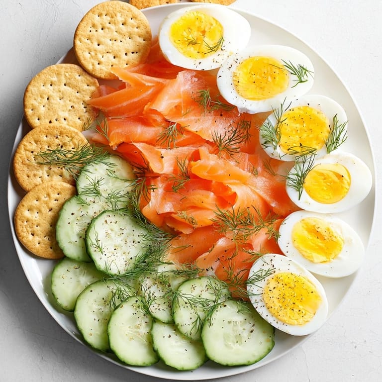 This Smoked Salmon &amp; Cucumber Breakfast Plate looks savory, fresh, and simply delicious.