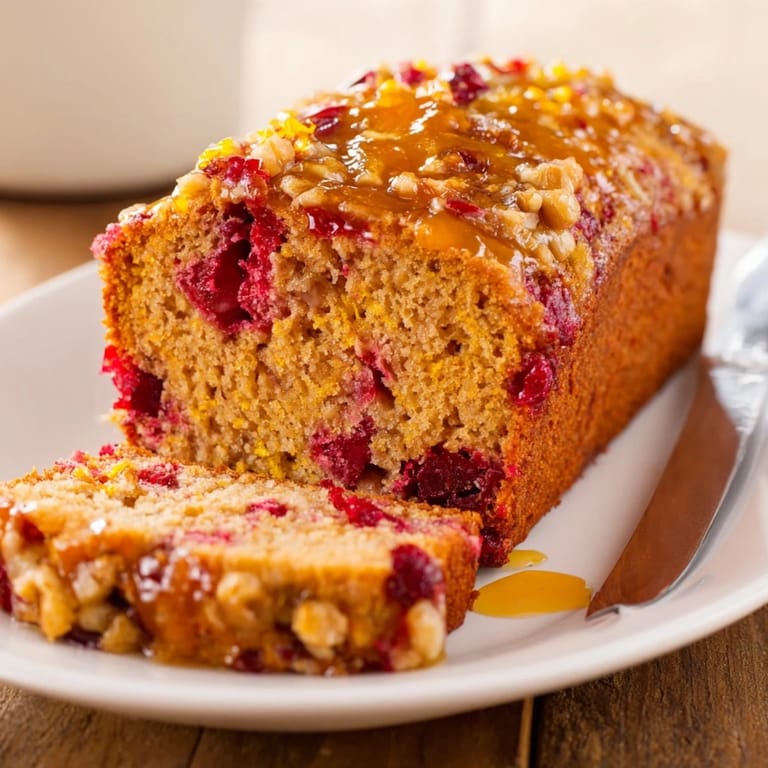 Moist and spicy Ginger Cranberry Dutch Holiday Snack Loaf, delightful with tea or coffee.  