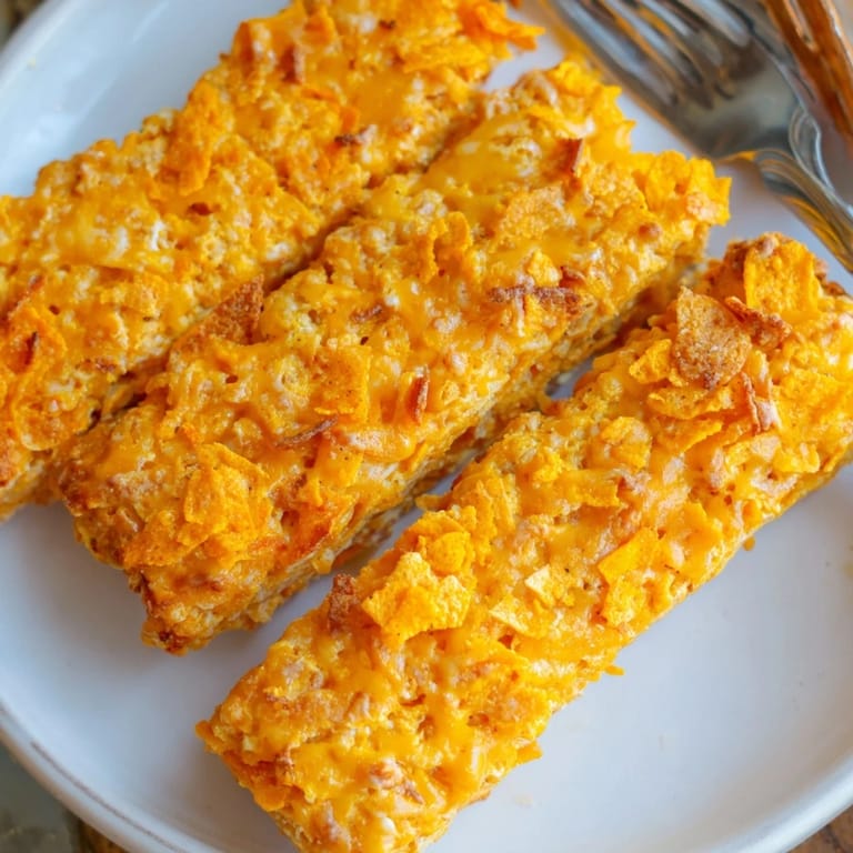 Crispy Flamin Hot Cheddar Biscuit Sticks drizzled with melted butter, perfect for sharing.  
