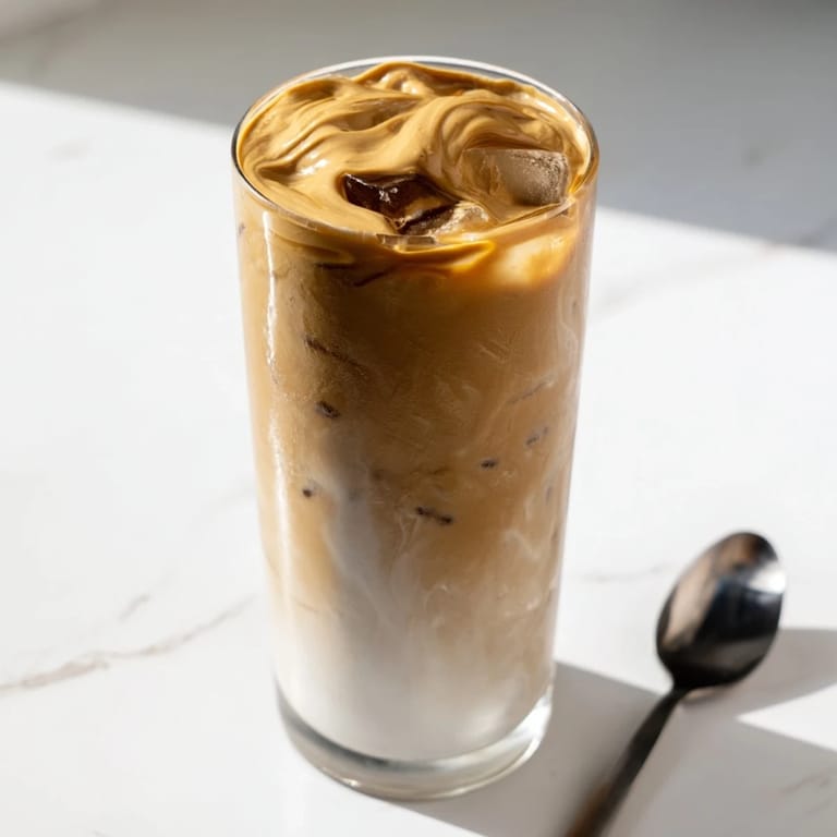 Enjoy Tahini Iced Coffee, a nutty twist served over ice for summer refreshment.