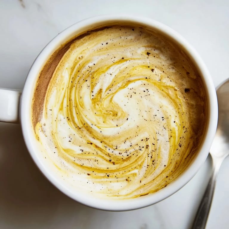 Deliciously rich Onion Latte with caramelized onions and espresso, a unique beverage twist.  