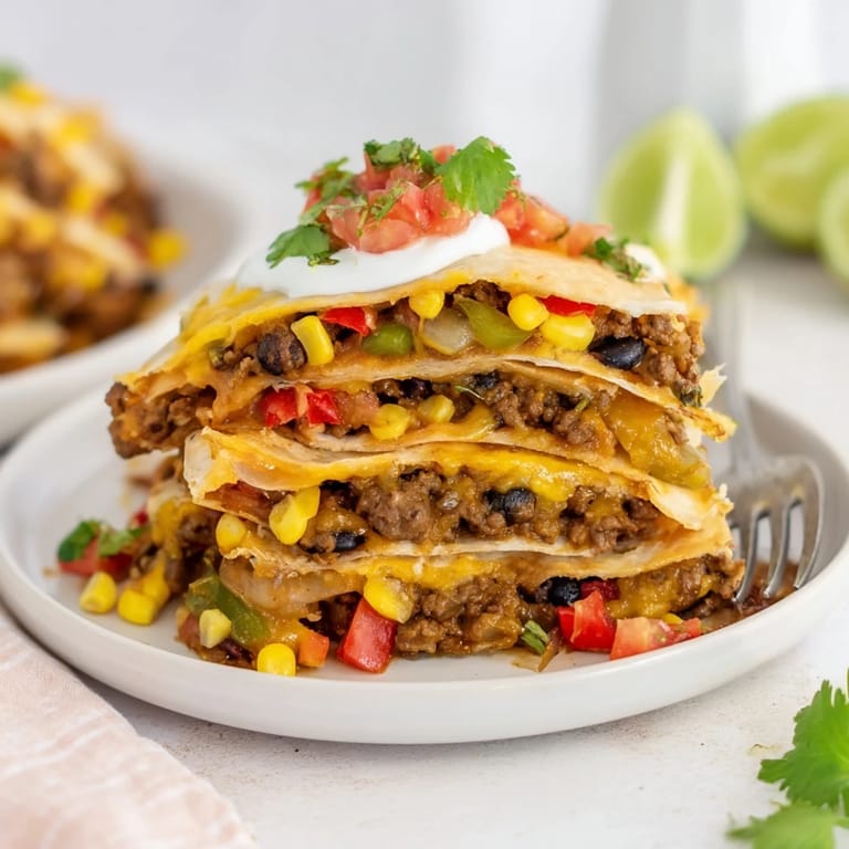 Melted cheese and seasoned beef shine in these golden sheet pan quesadillas.  