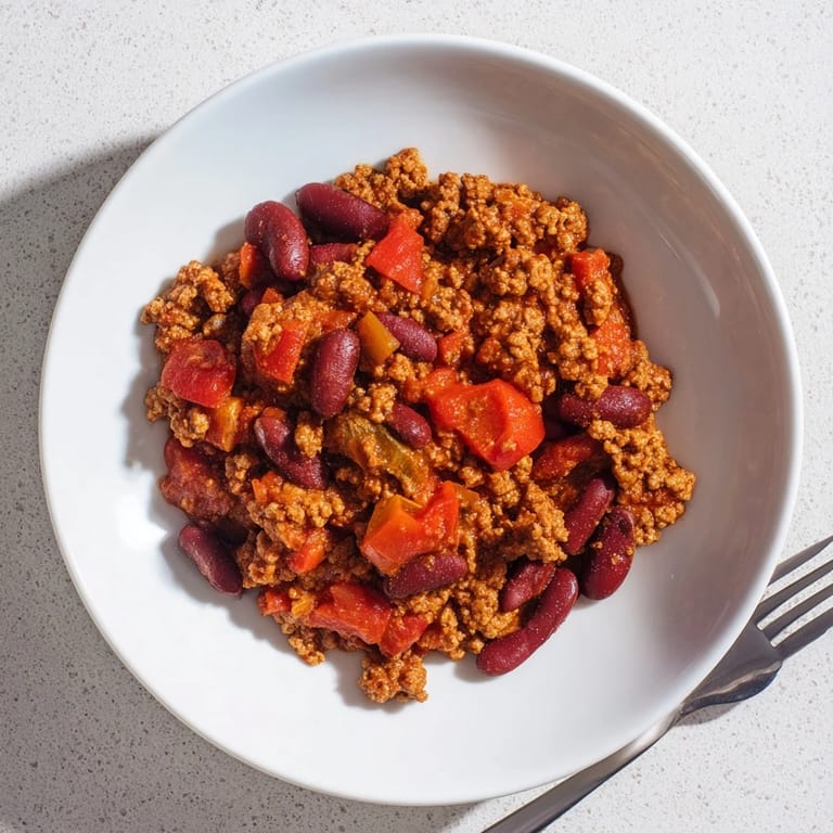Garnished The Secret 4-Ingredient Chili steaming hot, alongside toppings like cheese and tangy sour cream.