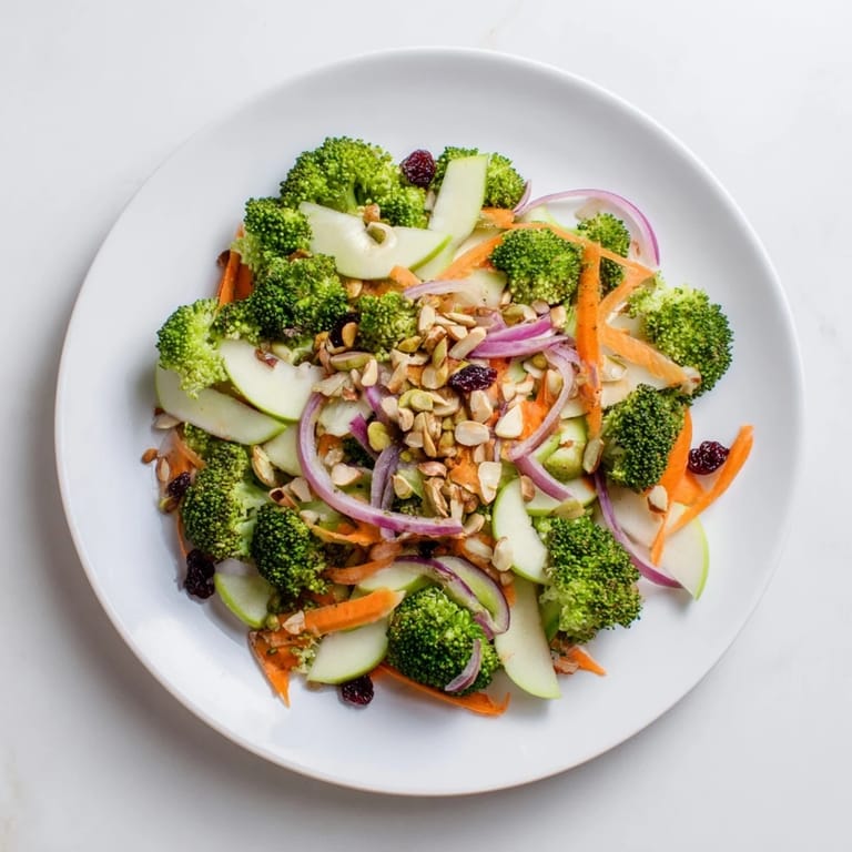 Vibrant Broccoli and Apple Hot Girl Salad, tossed with a simple vinaigrette, showing a refreshing, healthy lunch option.