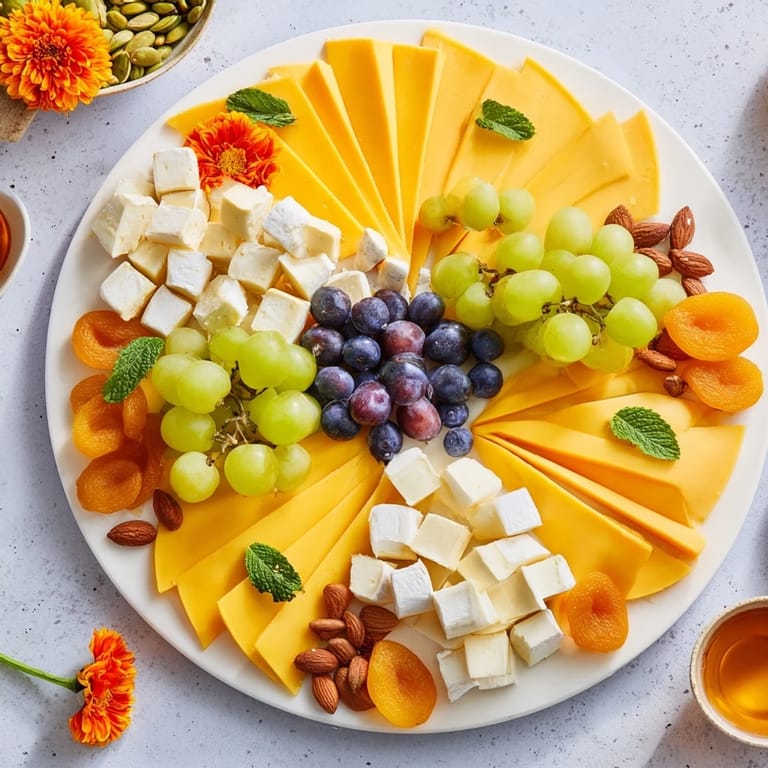 This Daffodil Cheese Board features a stunning spring arrangement of cheeses, nuts, and crackers.