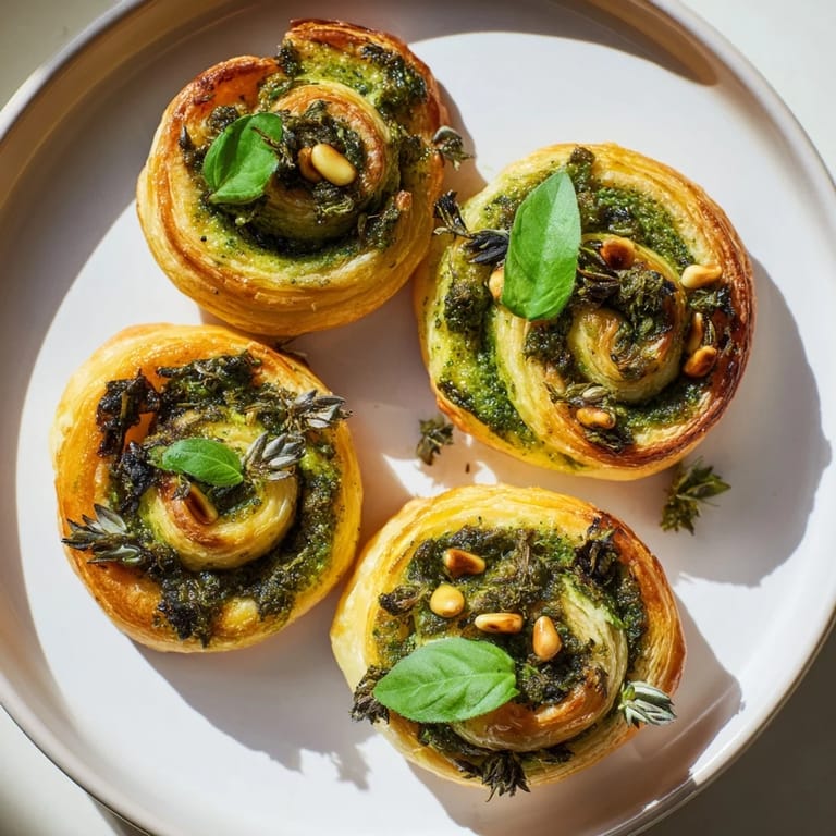 View a close-up of savory star-shaped pesto pinwheels with melted cheese, ready for a party.