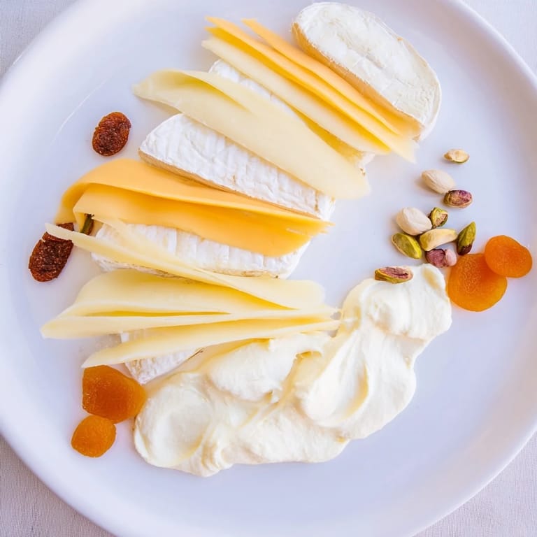 Delectable The Saffron Silk features flowing cheese arrangement, with baguette and pistachios adding texture.