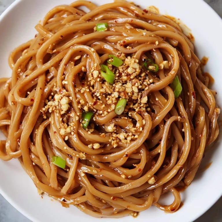 Enjoy a quick, delicious serving of these easy Garlic Chili Oil Noodles, sizzling with flavor.