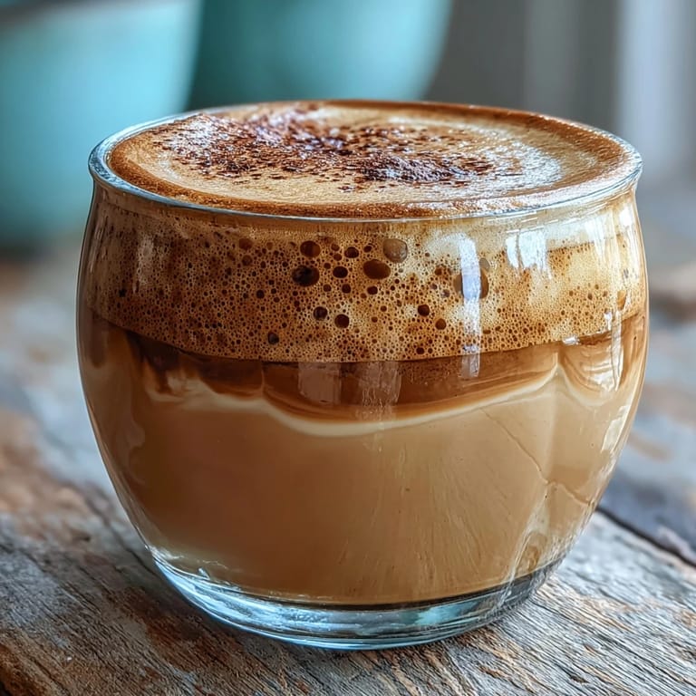 A warm Hojicha Flat White topped with velvety microfoam and a light dusting.