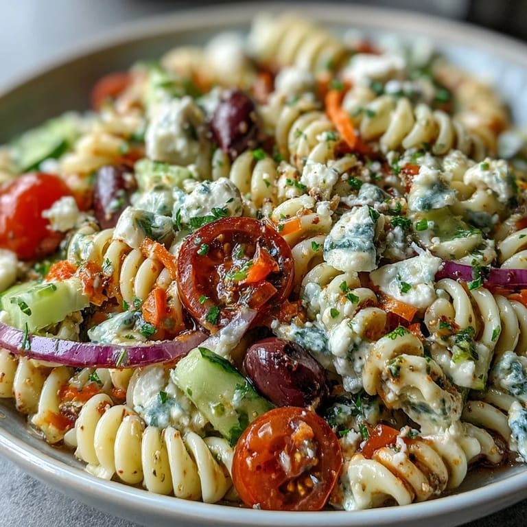 Vibrant Memorial Day pasta salad, a refreshing side dish perfect for your next BBQ.
