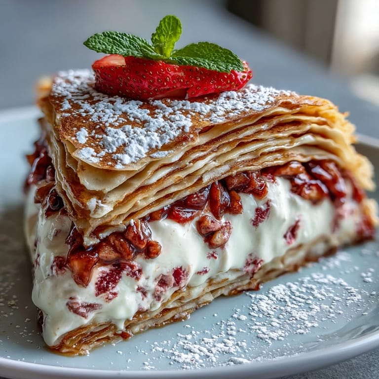 Artfully decorated Mother's Day Crêpe Cake, ready for a special brunch celebration.