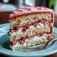 A stunning Spring Ombre Cake in pastel pink and yellow with silky buttercream frosting.